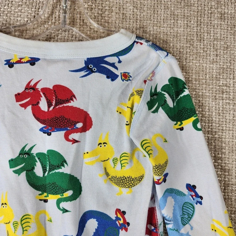 Hanna Andersson Dragons Pajama Set Kids 8 Light Blue Stretch Knit Organic Cotton